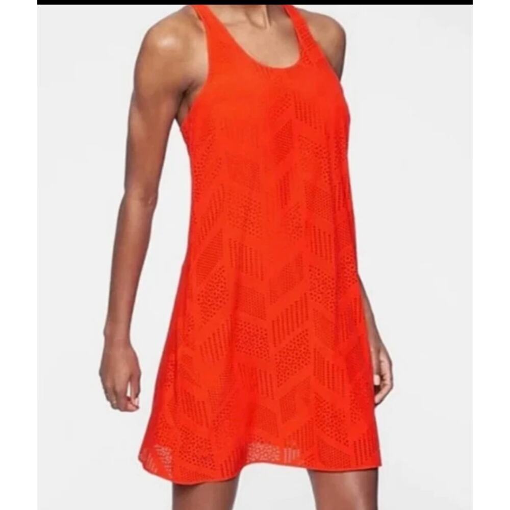 EUC Athleta red dress w cut out designs sz S events comfortable colorful